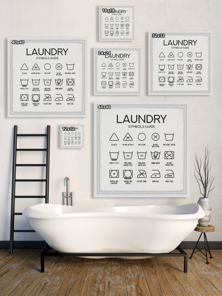 "Laundry Symbols Guide" Framed Painting Print, 12x12
