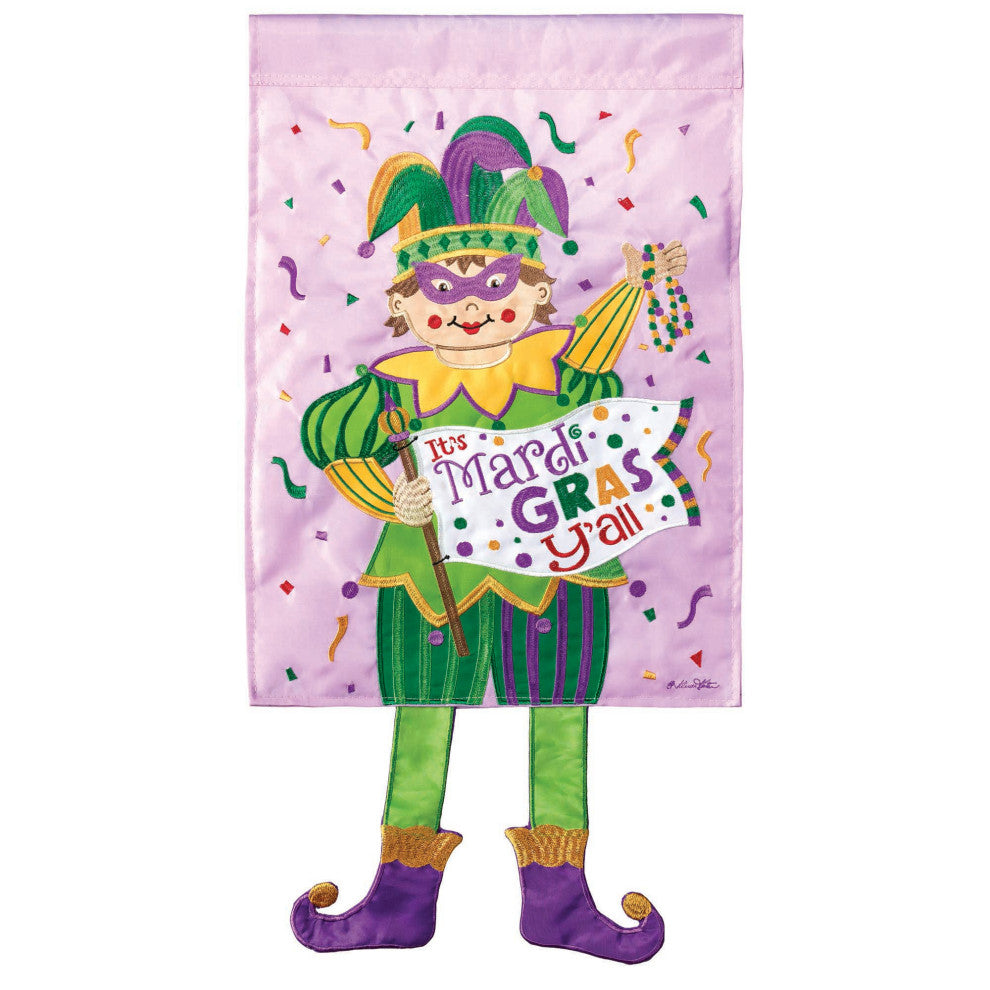 Flag  Double Applique  Mardi Gras Jester Polyester Garden