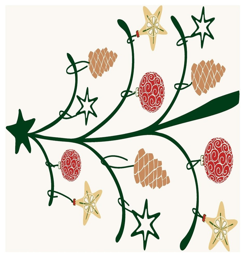 Pinecone Tree Decorative Holiday Geometric Print Bath Towel, Off White