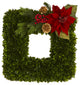 16" Tea Leaf and Poinsettia Artificial Square Wreath