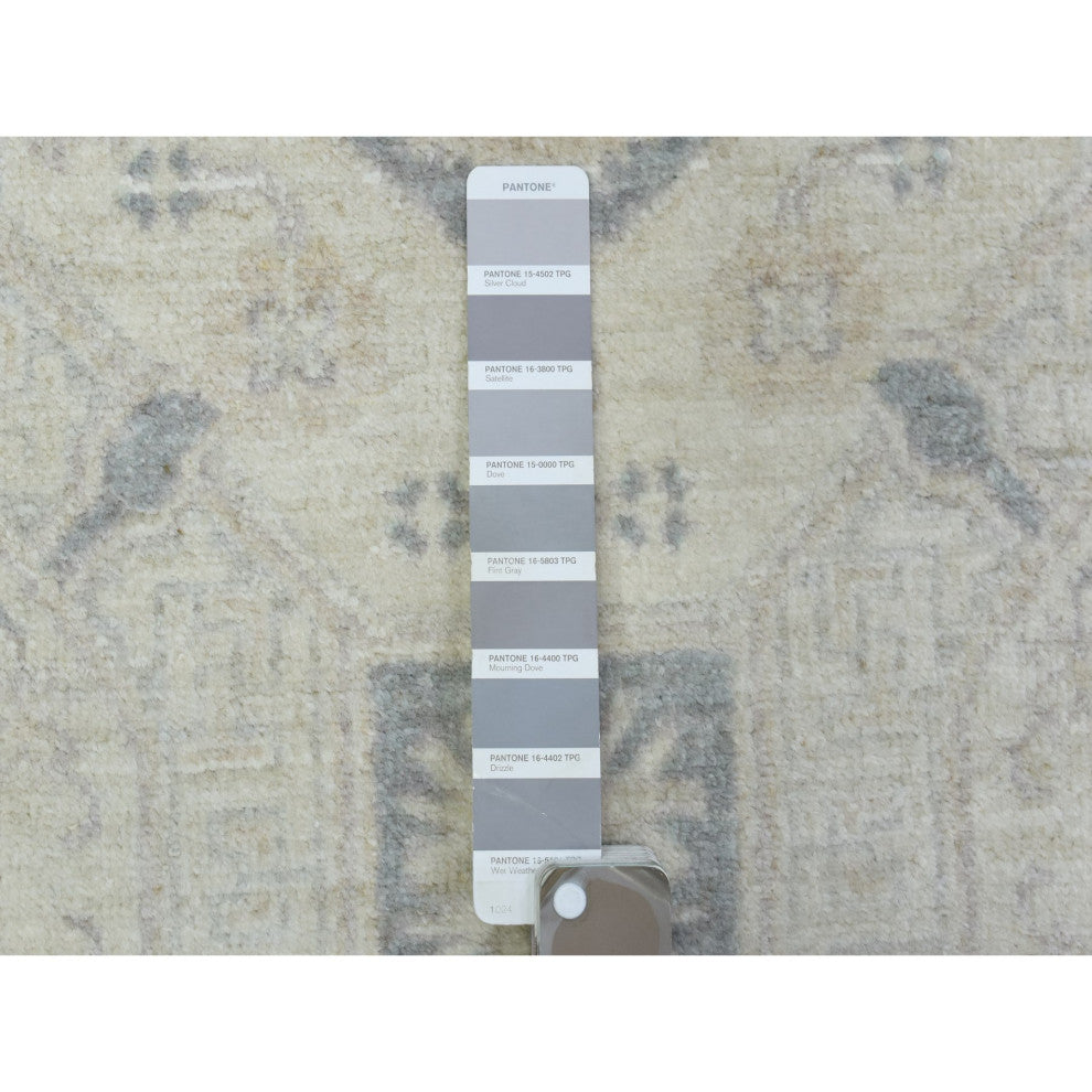 Cream, Hand Knotted White Wash Peshawar, Pure Wool XL Runner Rug, 2'9"x18'9"