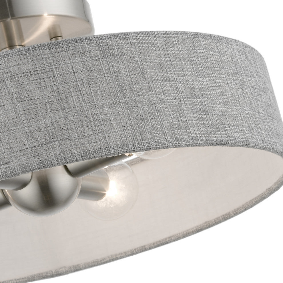 Elmhurst 4 Light Brushed Nickel With Shiny White Accents Semi-Flush