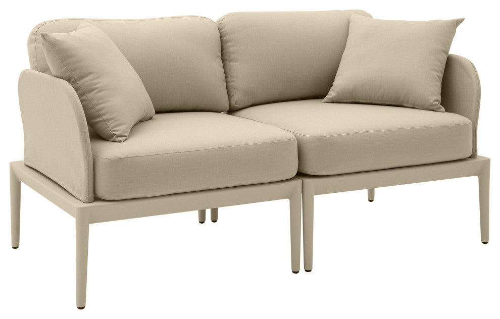 Kapri Taupe Modular Outdoor Loveseat Taupe