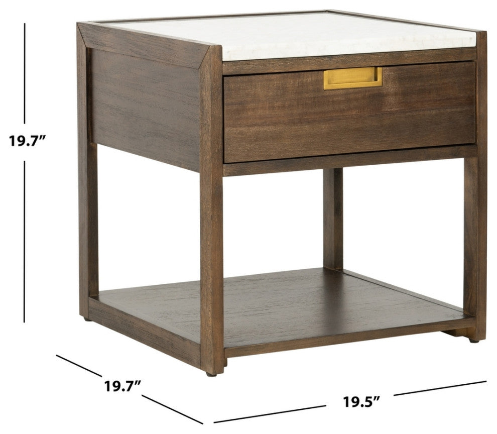 Safavieh Couture Adeline 1 Drawer Nightstand, Dark Chocolate