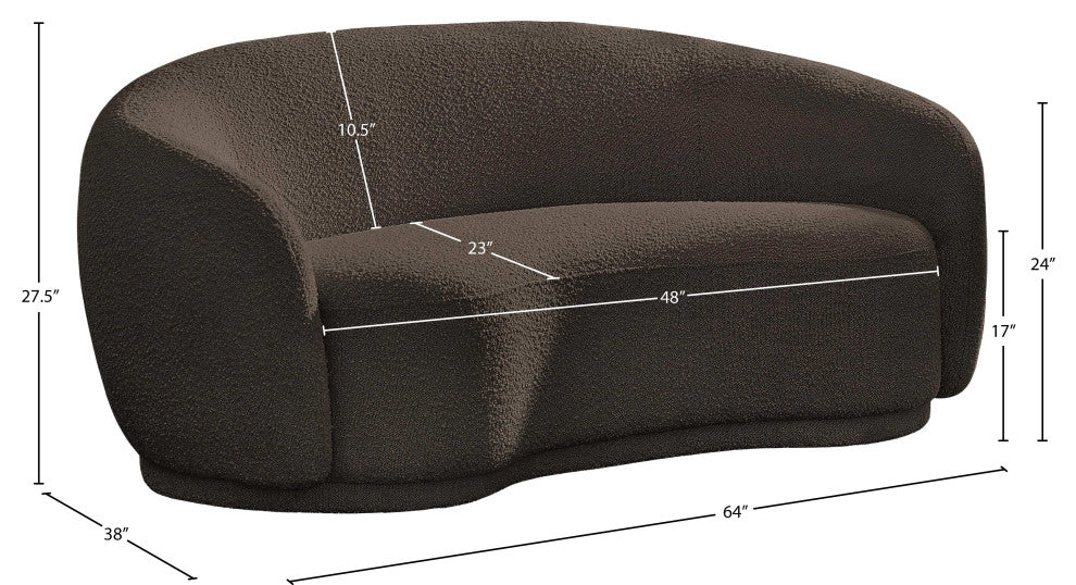 Hyde Boucle Fabric Upholstered, Brown, Loveseat
