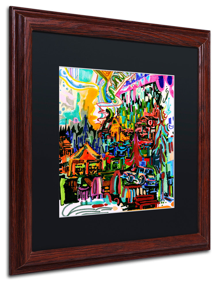 Josh Byer 'A Nice Place To Live' Art, Wood Frame, Black Mat, 16x16