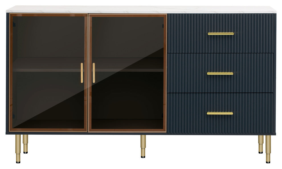 TATEUS 60" Modern Sideboard MDF Buffet Cabinet, Navy Blue