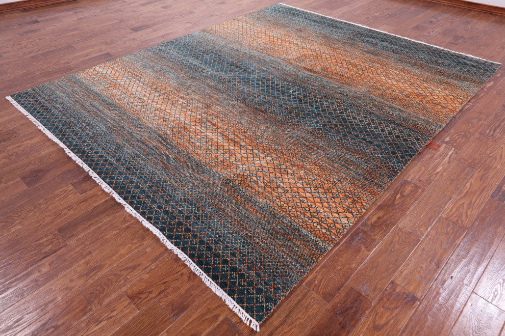 8' 1" X 10' 0" Savannah Grass Handmade Wool Rug - Q13243