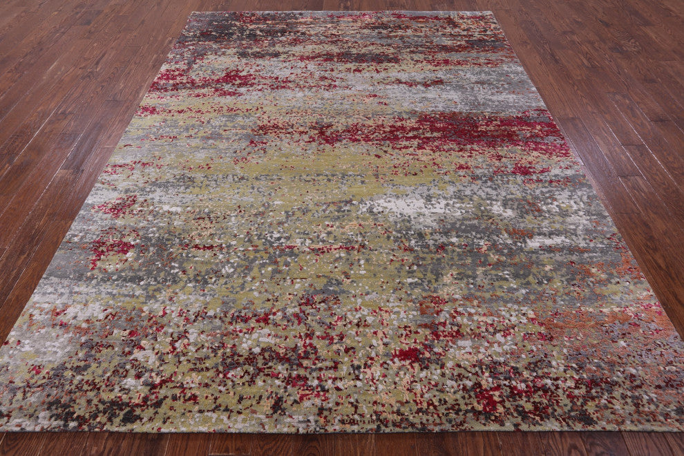 Handmade Abstract Wool & Silk Rug 7' 11" X 10' 1" - Q13079