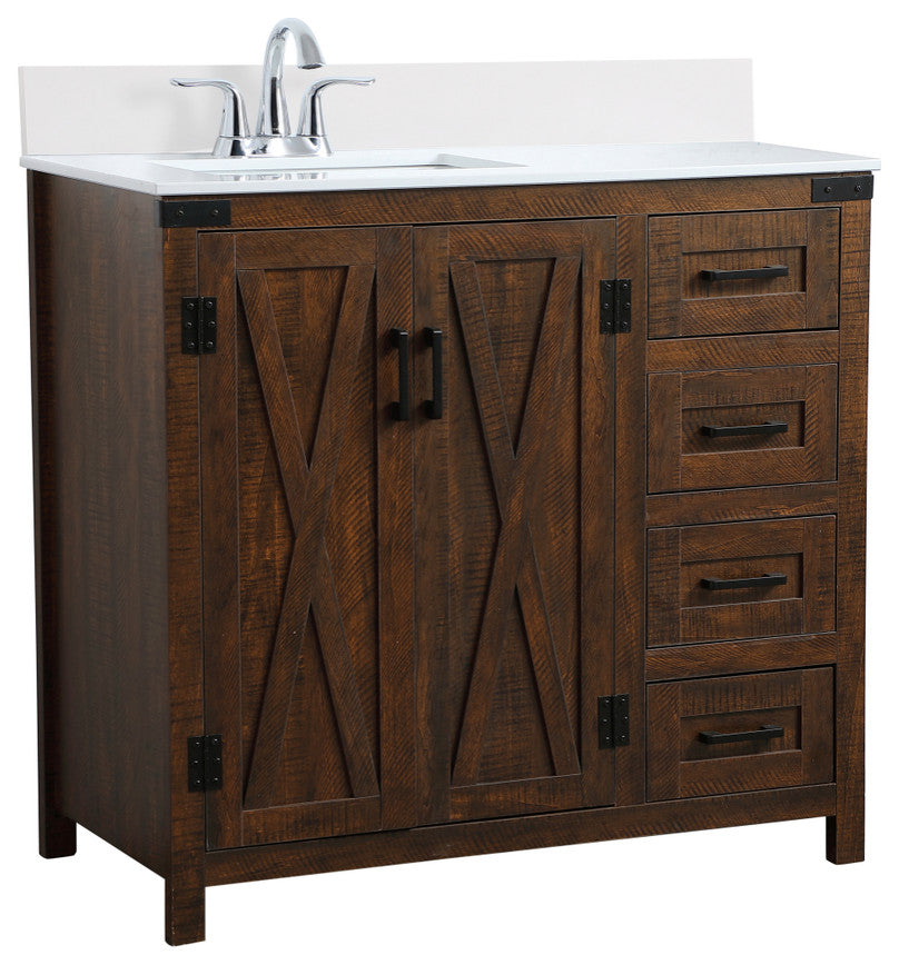 Home Living 36" Single Bathroom Vanity, Espresso With Backsplash