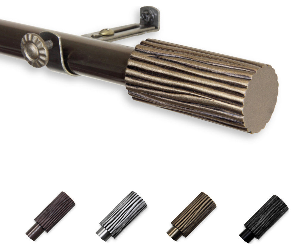 Cedar 3/4" Curtain Rod 28-48", Black, Antique Brass, 18-28"