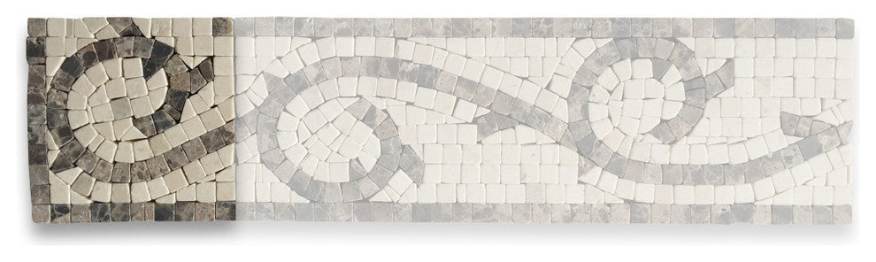 Marble Mosaic Border Decorative Tile Vine Emperador 4x4 Tumbled, 1 piece