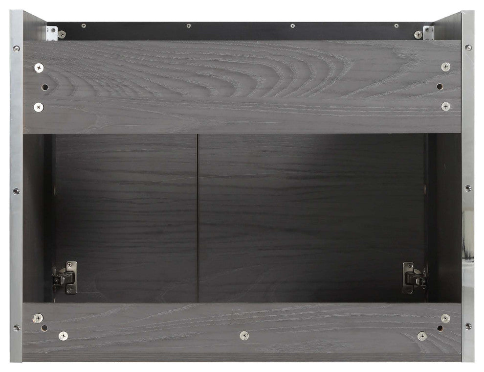 Oakville Wall Mount Bathroom Vanity, Black Coal Oak, 30", Chrome Hardware