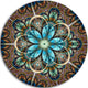 Brown Blue Fractal Flower, Floral Disc Metal Wall Art, 23"
