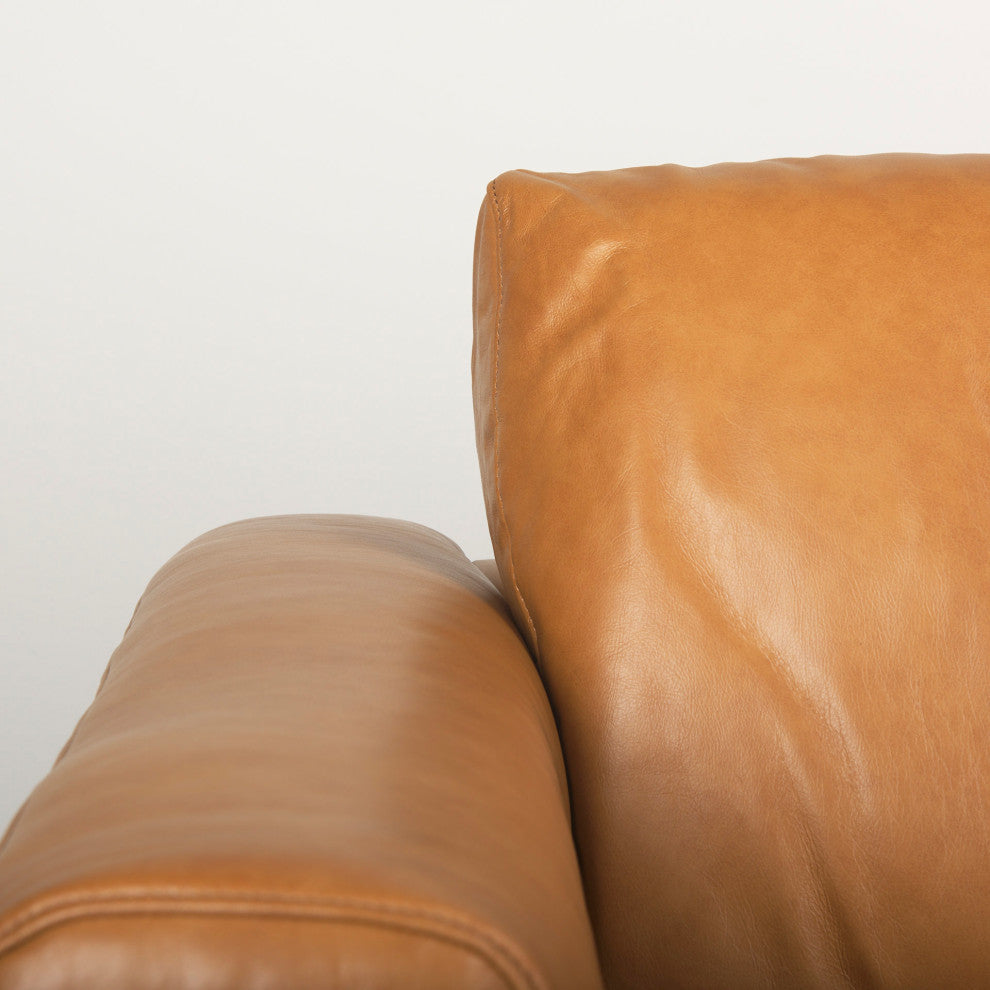 Cedrick 90.6Lx36.6Wx31.5H Tan Leather Sofa