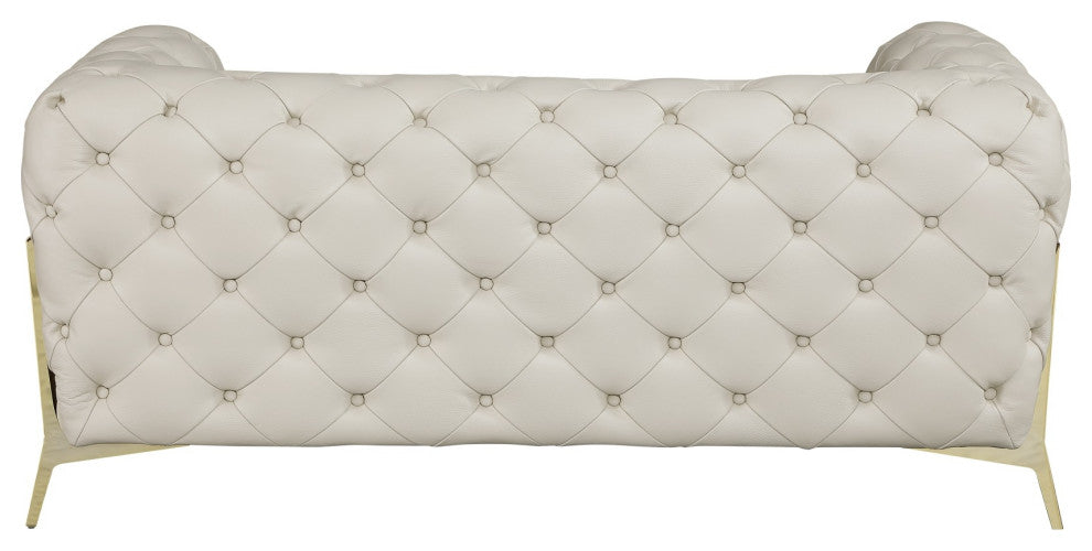 Angelica Italian Leather Loveseat, Beige