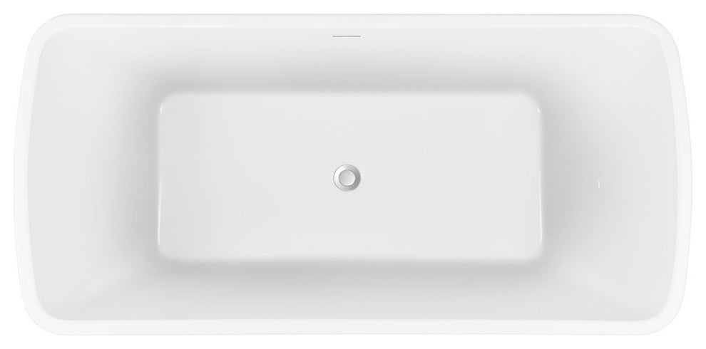 59" Acrylic Roll-Top Flatbottom Non-Whirlpool Bathtub, White