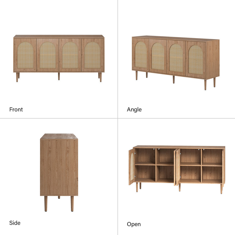Lenz Modern Sideboard With Adjustable Shelves, Oak
