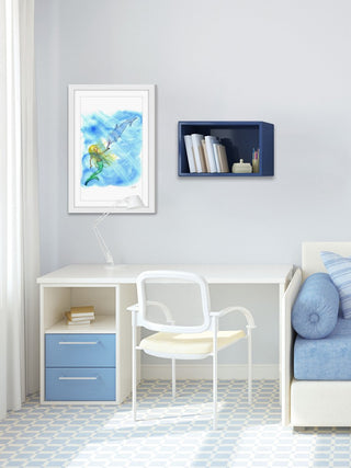 "Mermaid Dolphin" Framed Painting Print