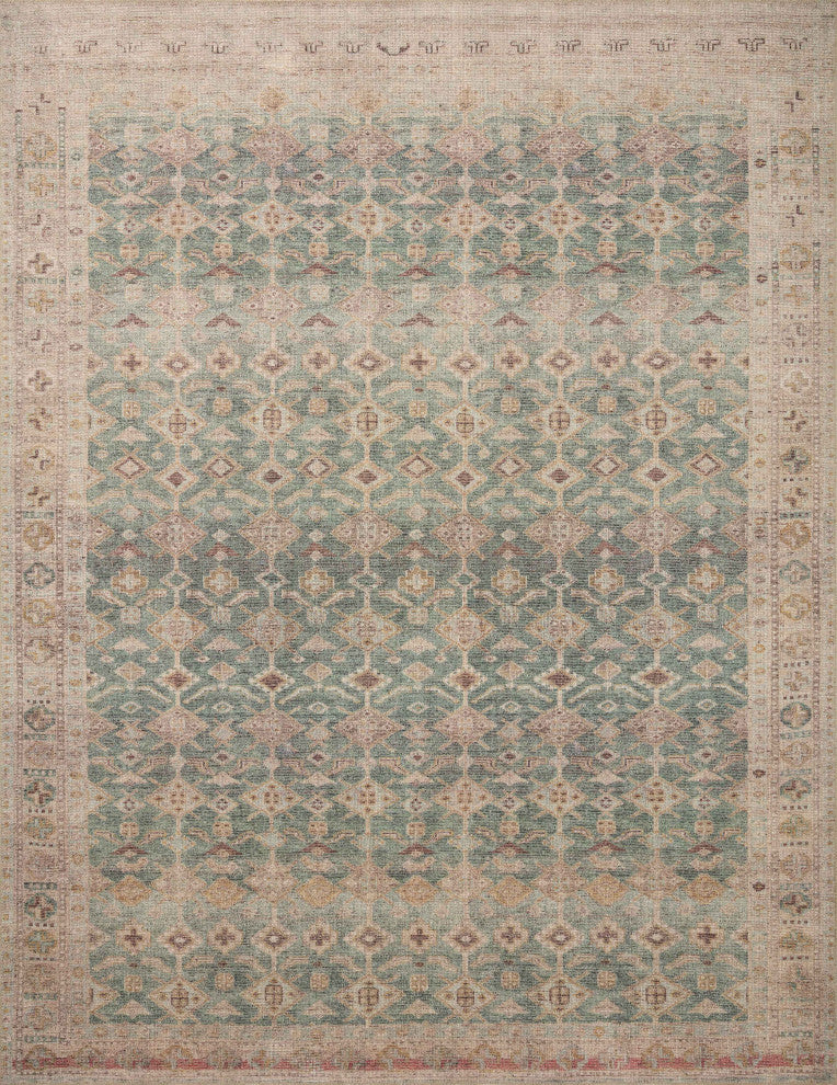 Angela Rose x Loloi Aubrey Aqua / Sand 5''-0" x 5''-0" Round Area Rug