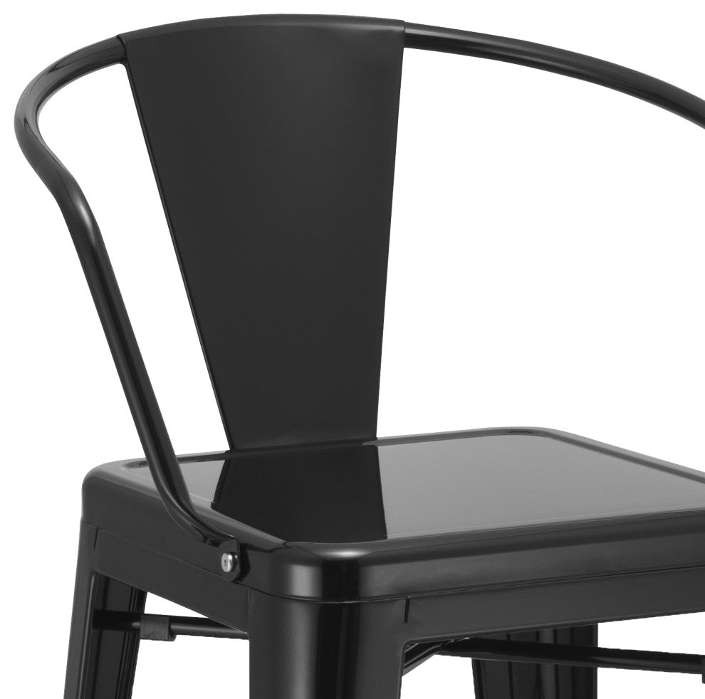 Set of 2 Industrial Splat Back Steel Bar Stools, Black