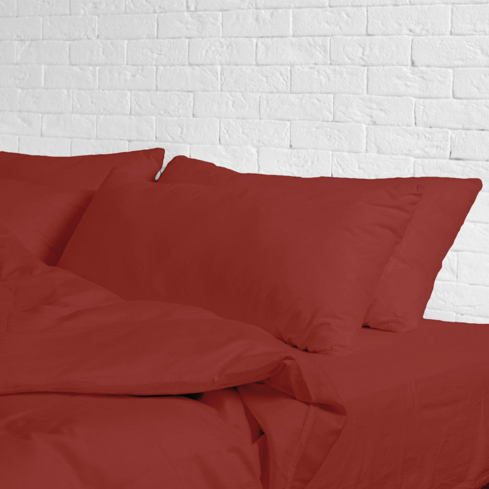 Egyptian Cotton Feel Cool, 4-Piece Sheet Set Deep Pockets, Burgundy, Twin/Twin X