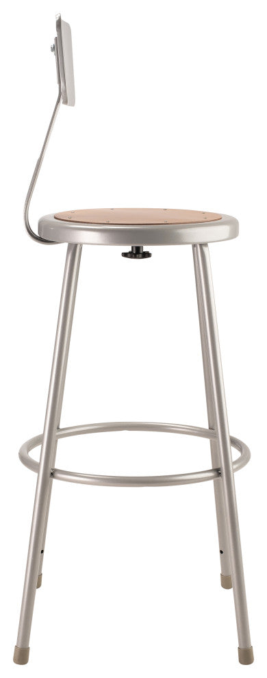 NPS 30"Heavy Duty Steel Stool With Backrest, Grey