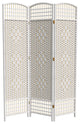 5 1/2' Tall Fiber Weave Room Divider, White, 3 Panel