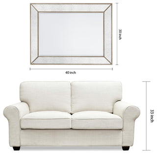 Champagne Bead Beveled Rectangle Solid wood framed Wall Mirror,multi size, 40" X 30