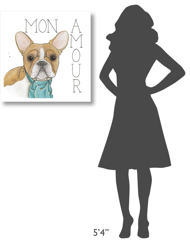 "Puppy Love Frenchie Color" Digital Paper Print by Elyse DeNeige, 26"x26"
