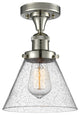 1-Light Large Cone 8" Semi-Flush Mount, Polished Nickel, Glass: Seedy