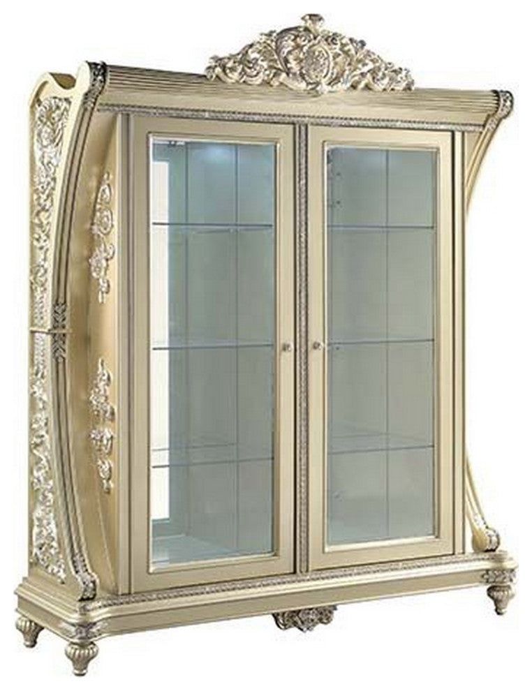 Benzara BM266448 Curio With Sculpture Like Design, Champagne Gold and Silver