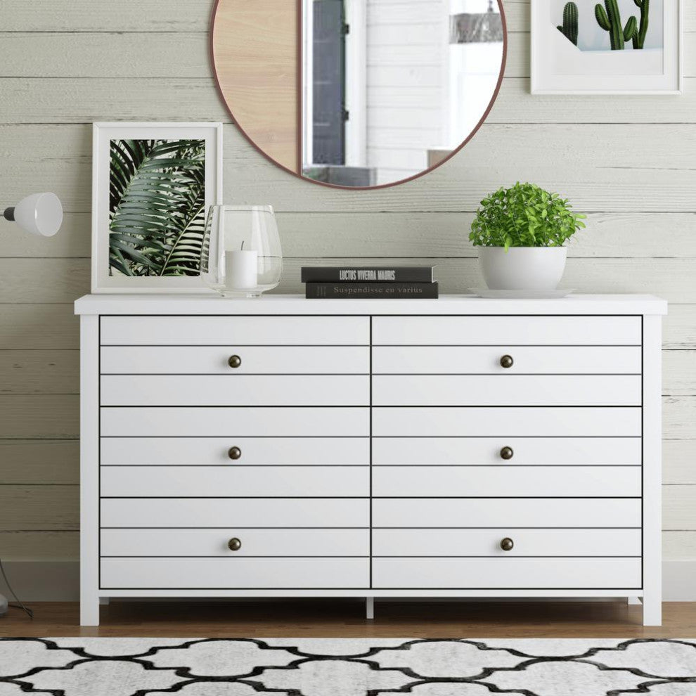 Living Essentials By Hillsdale Harmony Wood 6 Drawer Dresser, Matte White