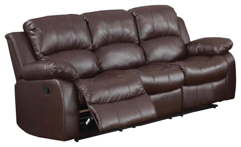 2-Piece Ciabola Set Double Reclining Sofa and Love Seat, Leather Brown