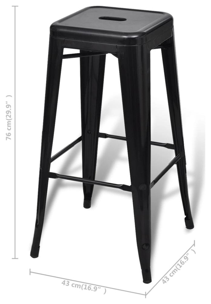 vidaXL Bar Stools 6 pcs Black Steel