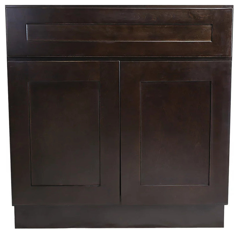 Classic Pantry Cabinet, Paneled Doors With Soft-Close Hinges & Drawer, Espresso