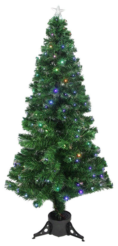 6' Pre-Lit LED Color Changing Fiber Optic Christmas Tree With Star Tree Topper