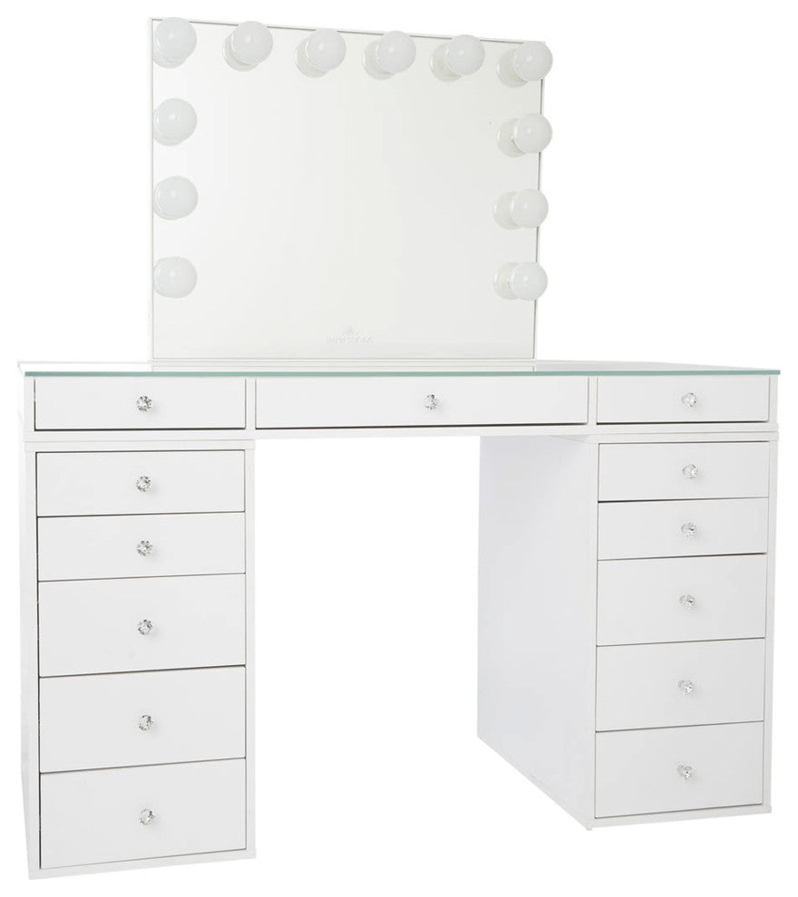 SlayStation Plus 2.0 Tabletop Vanity Table, Bright White, Frosted Led