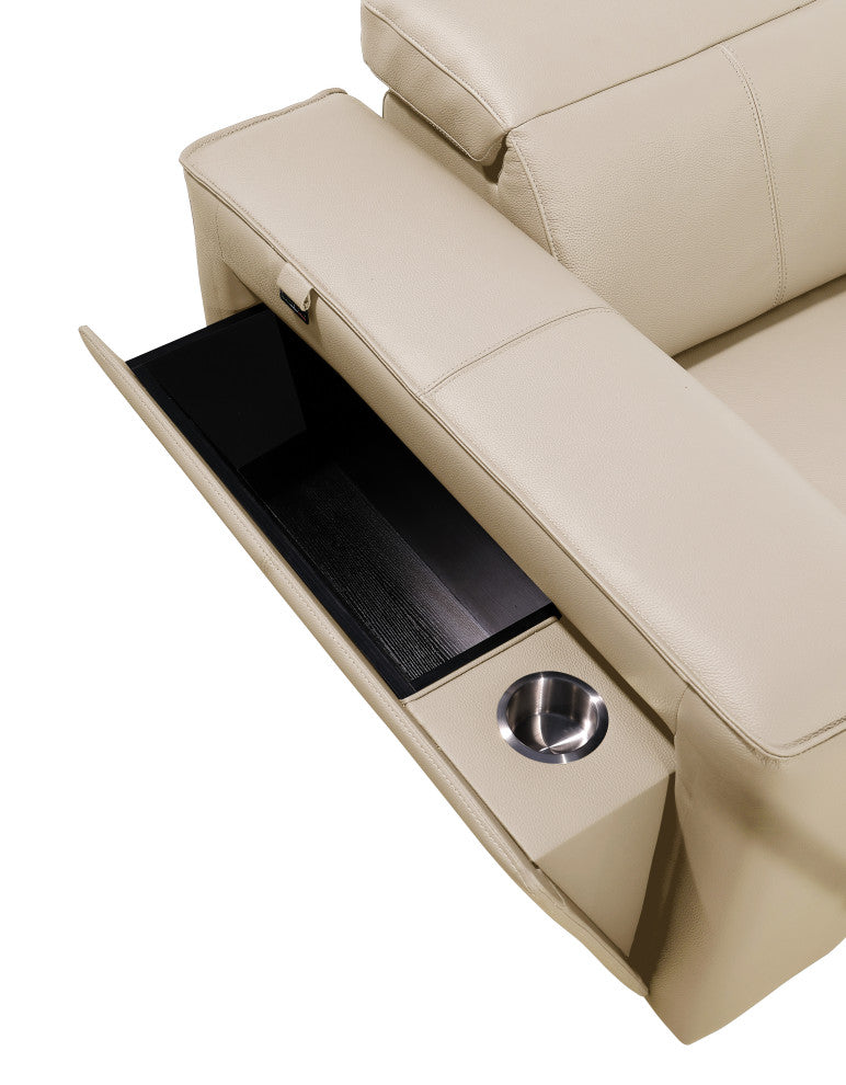 Niccolo Italian Leather 7-Piece L-Shaped Power Reclining Sectional, Beige