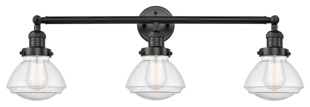 Olean 3 Light 31" Bath Vanity LIght, Matte Black, Seedy