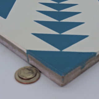 Tadla Handmade Cement Tile, Navy Blue/White, Sample