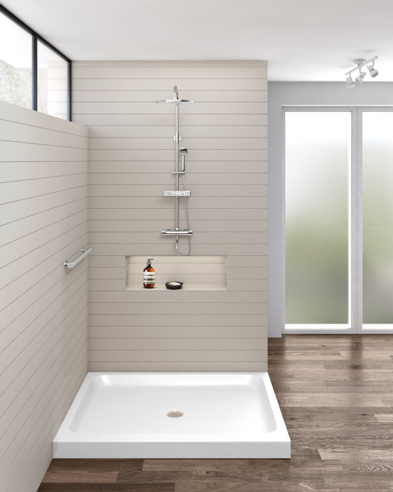 Fine Fixtures Double Threshold Acrylic Shower Base, 48 X 36, Left Hand