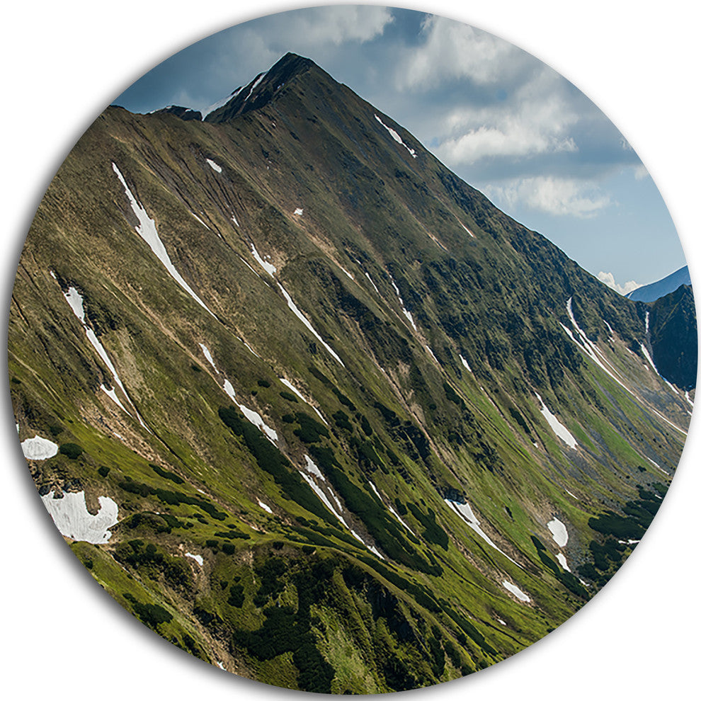 Tatra Mountains Panoramic View, Landscape Round Metal Wall Art, 11"