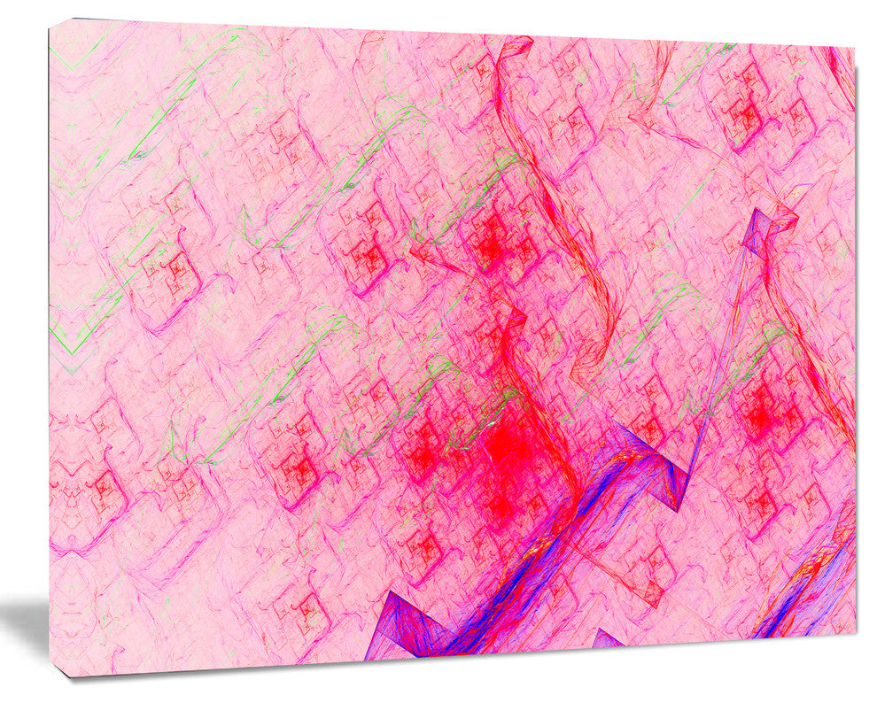 Pink Fractal Electric Lightning, Oversized Abstract Canvas Art Print, 60x40