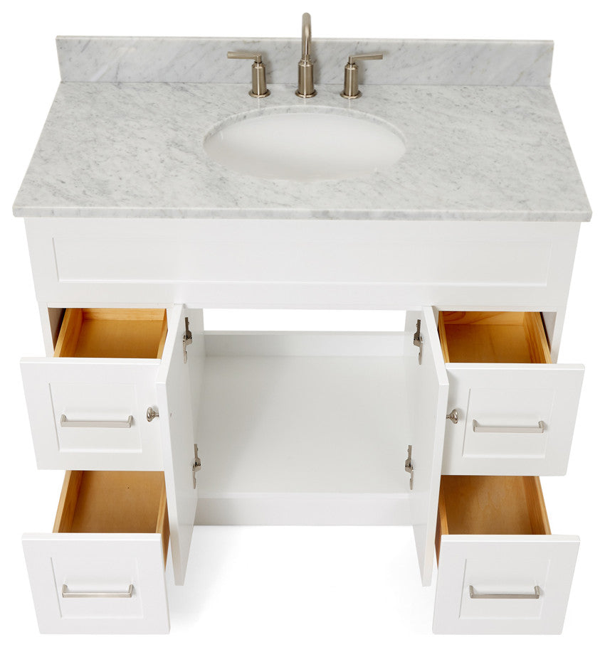 Ariel Hamlet 43" Oval Sink Bath Vanity, 0.75" Carrara Marble