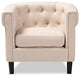 Bisset Classic and Traditional Beige Fabric Upholstered Chesterfield Chair