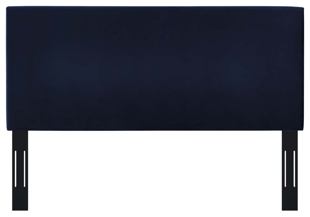 Contemporary Modern Bedroom Twin Size Headbaord, Velvet Fabric, Navy Blue
