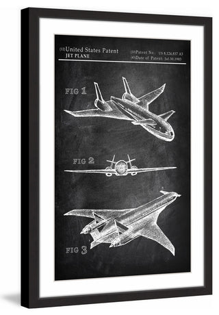 "Airplane Design Plans" Framed Painting Print, 24"x36"