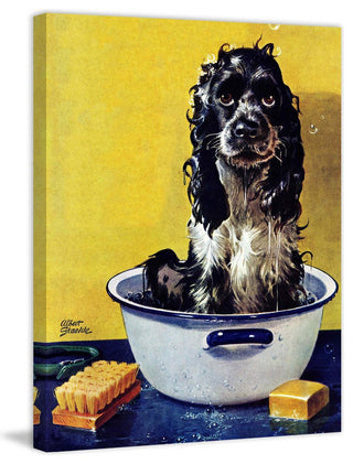 "Butch Gets a Bath" Painting Print on Canvas by Albert Staehle
