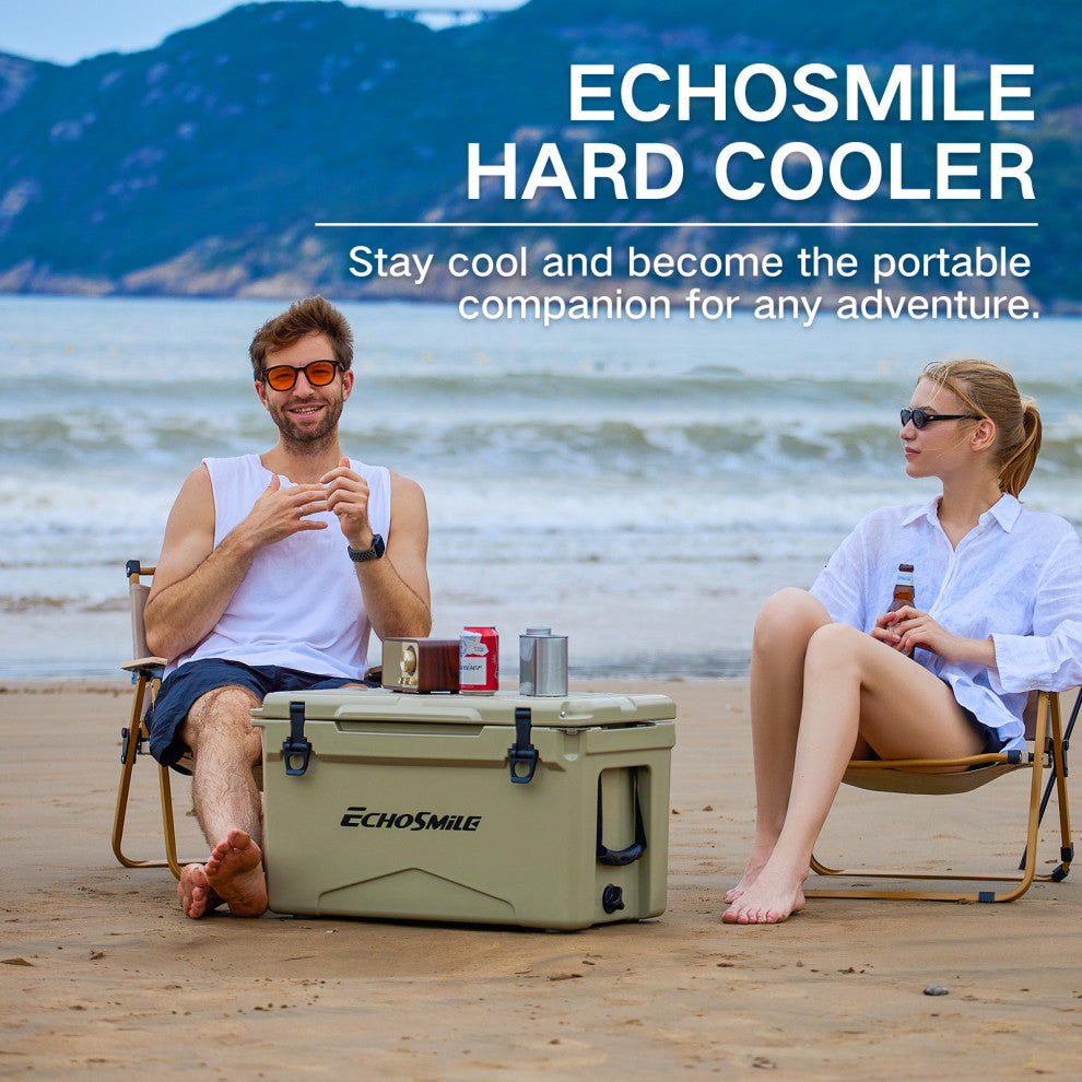 EchoSmile 30 qt. Rotomolded Cooler, Khaki